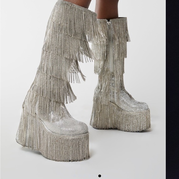 Sparked emotions rhinestone knee high boots like new - Picture 2 of 7